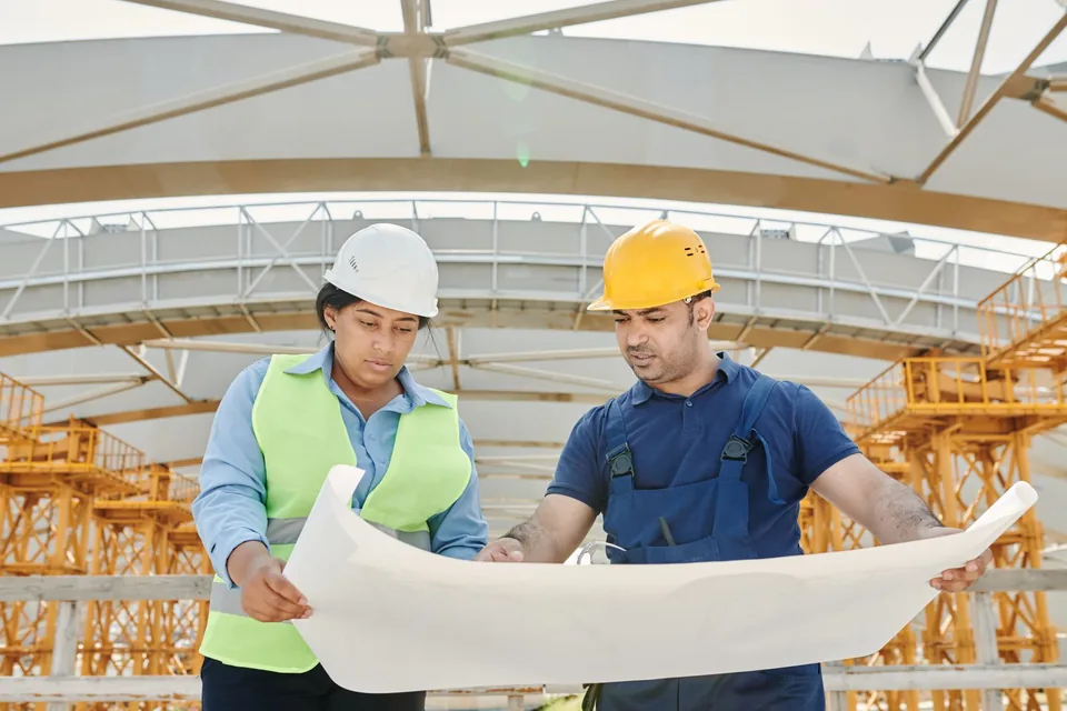 Skilled professionals working together